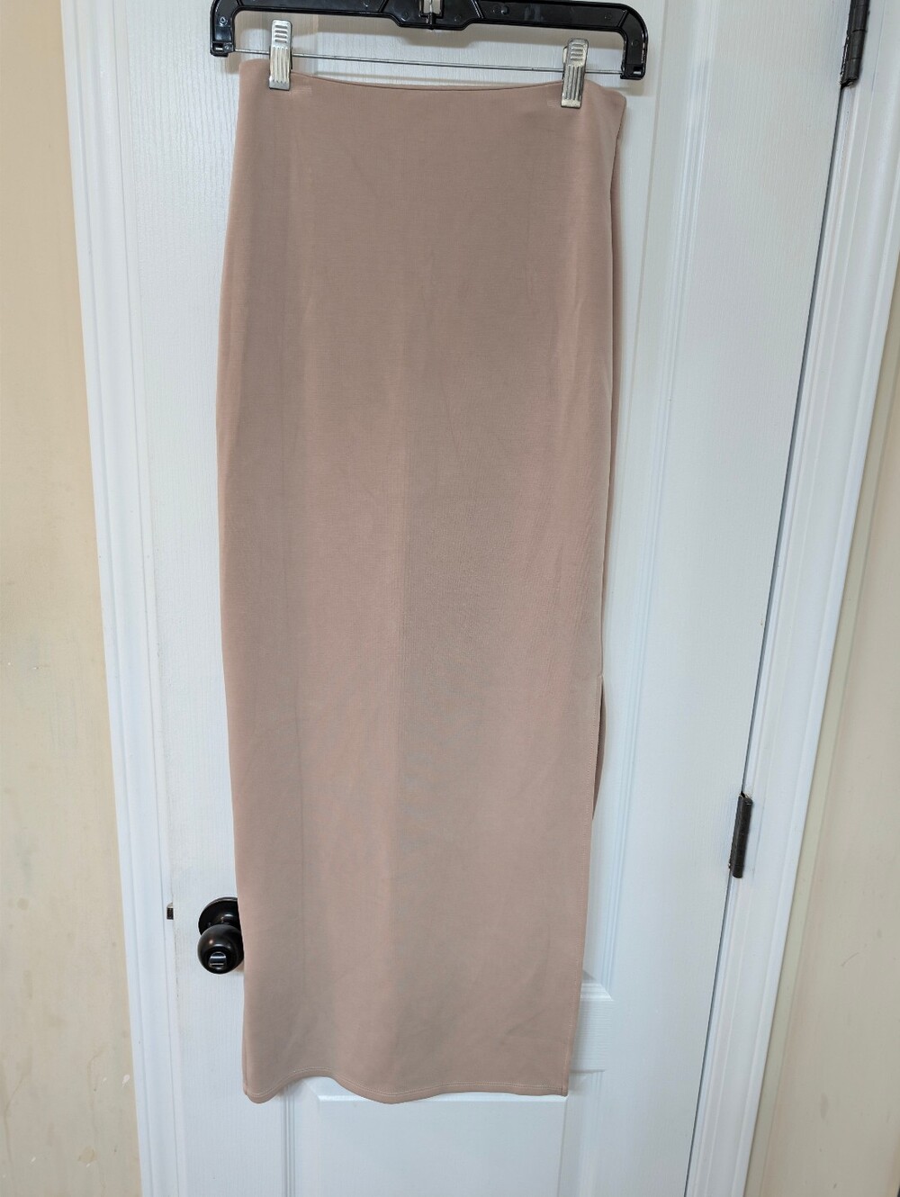 Forever 21 Taupe Microsuede Maxi Pencil Skirt with Side Slit